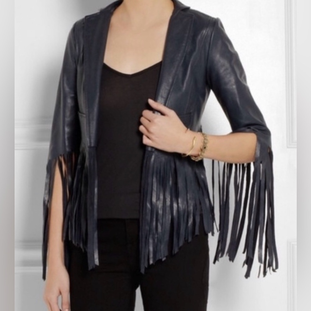 Kate Moss Topshop Fringe Leather Jacket